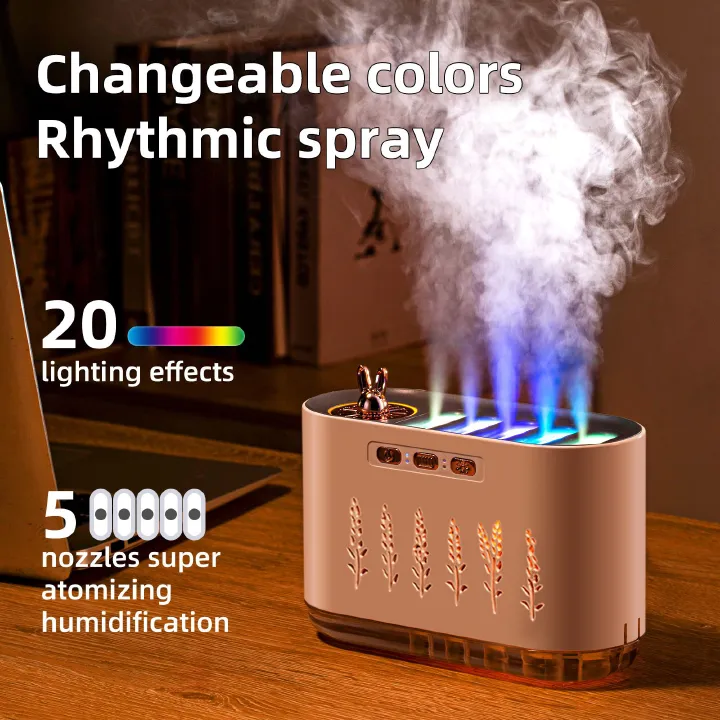 New Air Humidifier Home Silent Bedroom Five-hole Spray Aromatherapy Creative Dynamic Colorful Voice Control