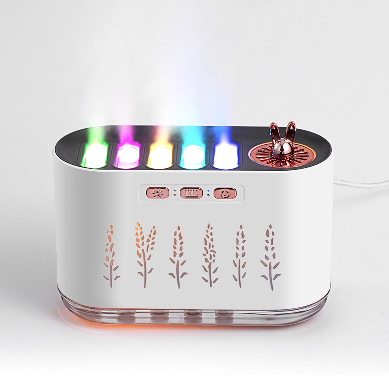 New Air Humidifier Home Silent Bedroom Five-hole Spray Aromatherapy Creative Dynamic Colorful Voice Control