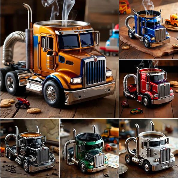 Home semi-trailer truck coffee cup mug.