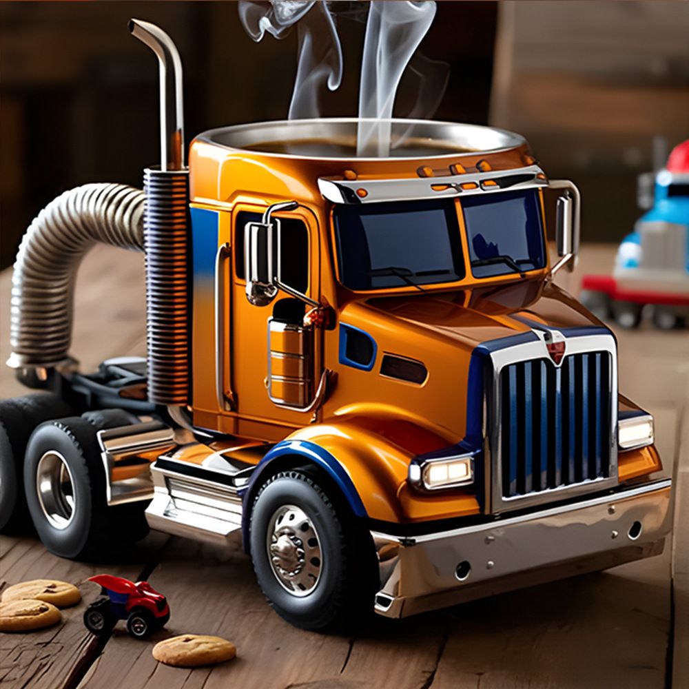 Home semi-trailer truck coffee cup mug.