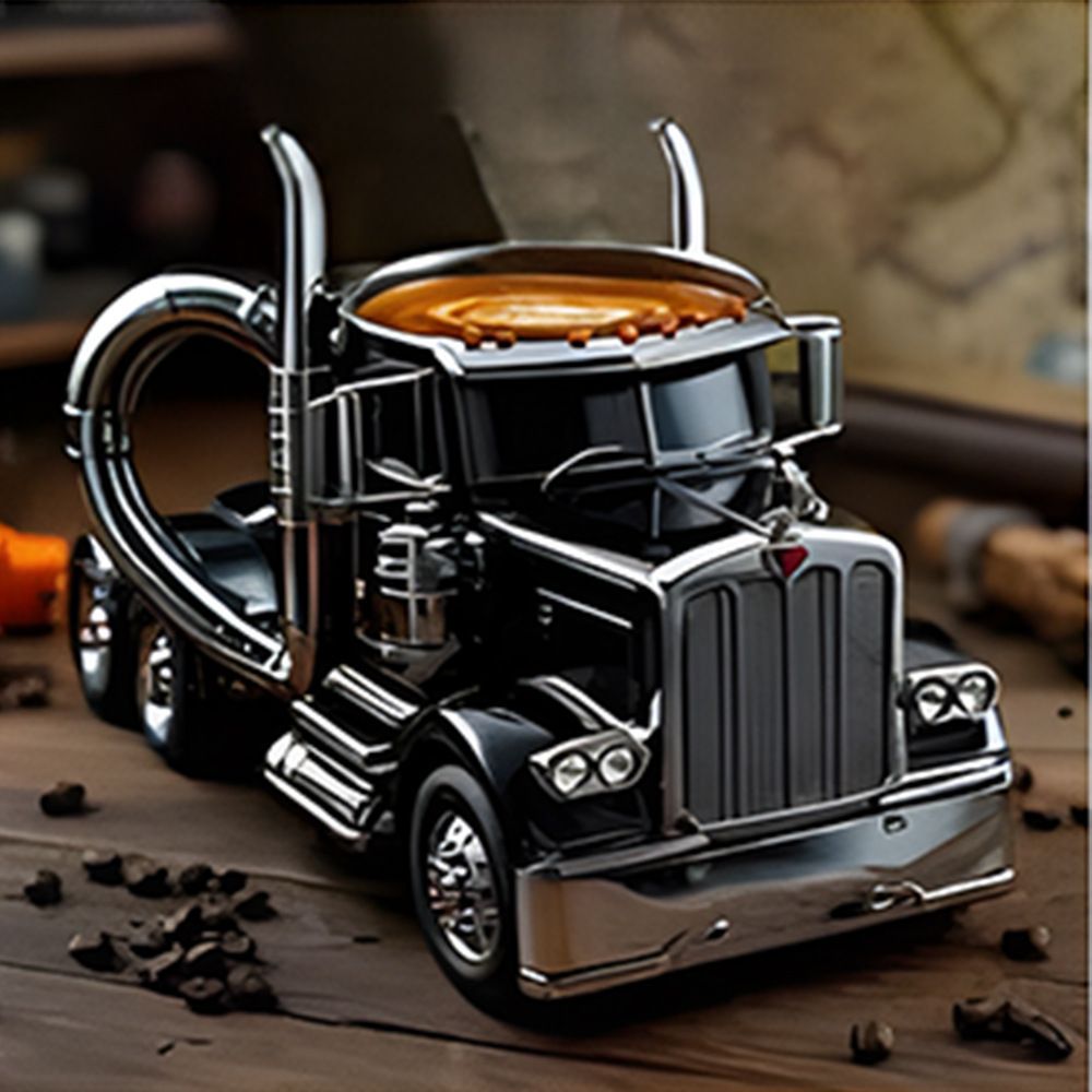 Home semi-trailer truck coffee cup mug.