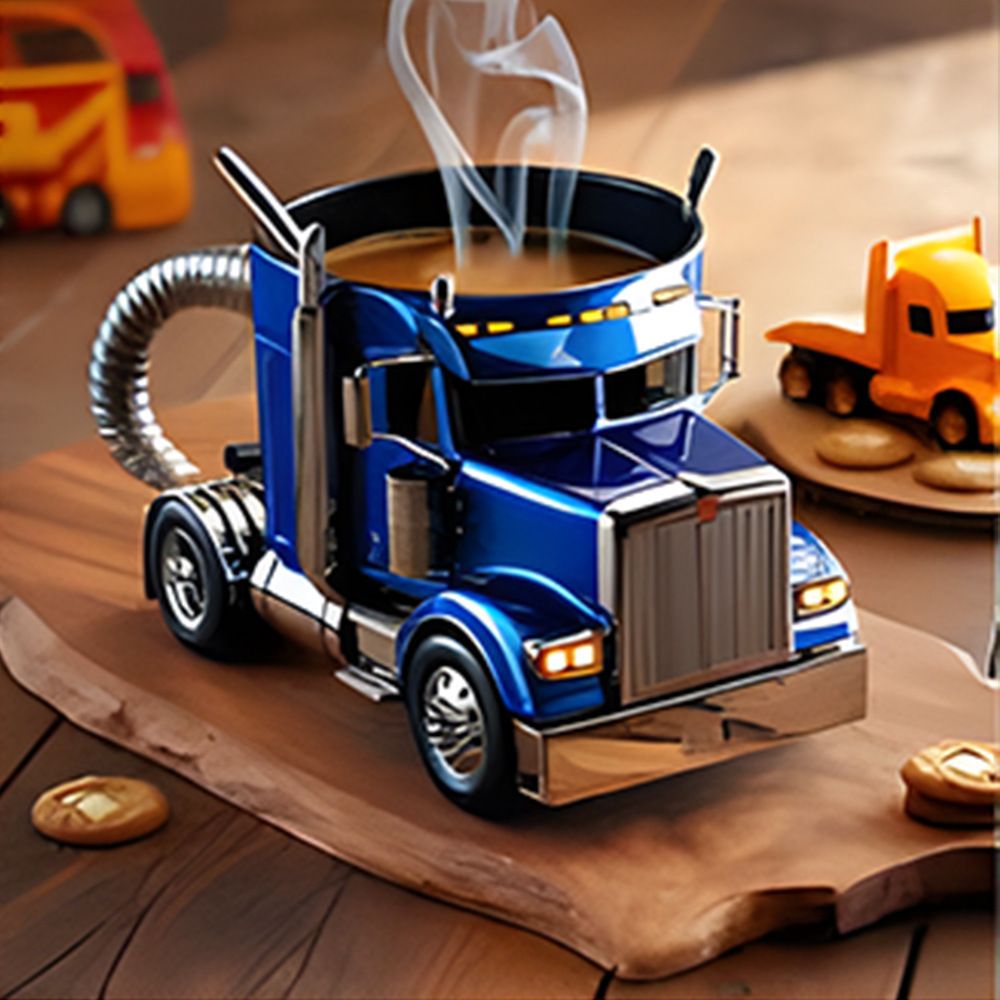 Home semi-trailer truck coffee cup mug.
