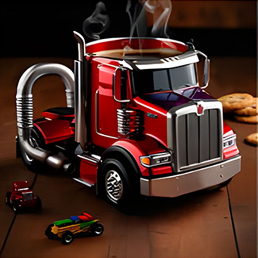 Home semi-trailer truck coffee cup mug.