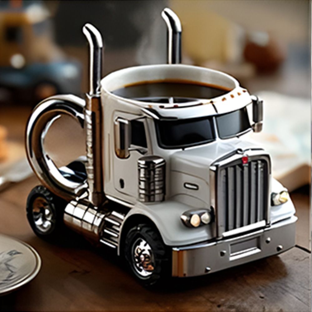 Home semi-trailer truck coffee cup mug.