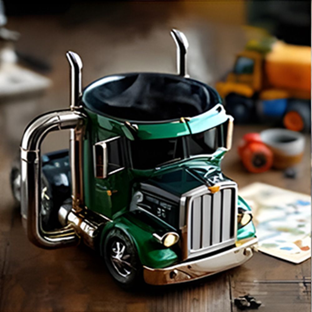Home semi-trailer truck coffee cup mug.