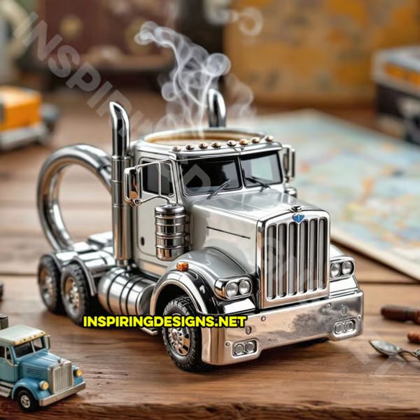 Home semi-trailer truck coffee cup mug.