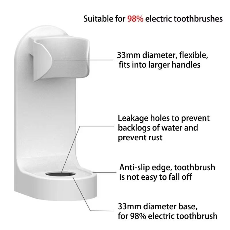 1pc Electric Toothbrush Holder Wall-Mounted Bathroom Adapt 90% Electric Toothbrush Holder Traceless Toothbrush Stand Rack