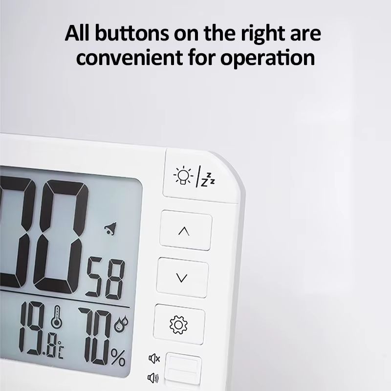 Digital Alarm Clock Large Screen Table Clock with LCD Temperature Humidity Date Week Night Light Clock Bedroom Home Decoration