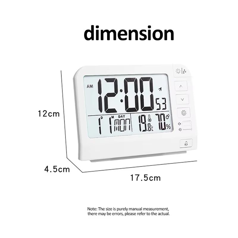 Digital Alarm Clock Large Screen Table Clock with LCD Temperature Humidity Date Week Night Light Clock Bedroom Home Decoration
