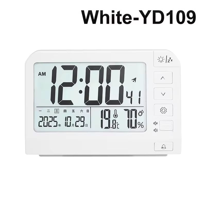 Digital Alarm Clock Large Screen Table Clock with LCD Temperature Humidity Date Week Night Light Clock Bedroom Home Decoration
