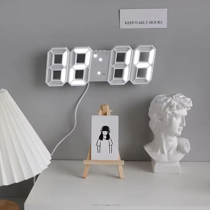 Wall Clock 3D Led Clocks Decoration for Bedroom Mode Home and Decoration Hanging Large Digital Watches Interior Room Light Decor