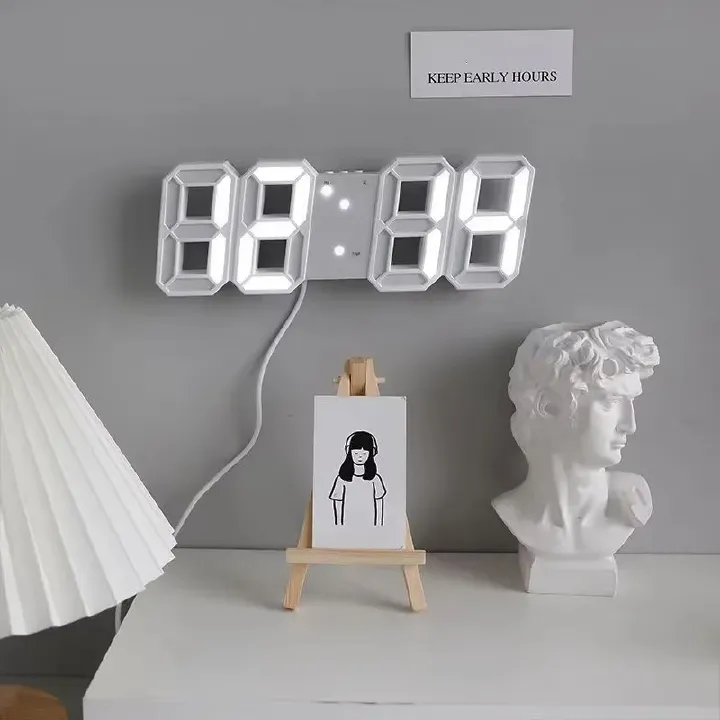 Wall Clock 3D Led Clocks Decoration for Bedroom Mode Home and Decoration Hanging Large Digital Watches Interior Room Light Decor