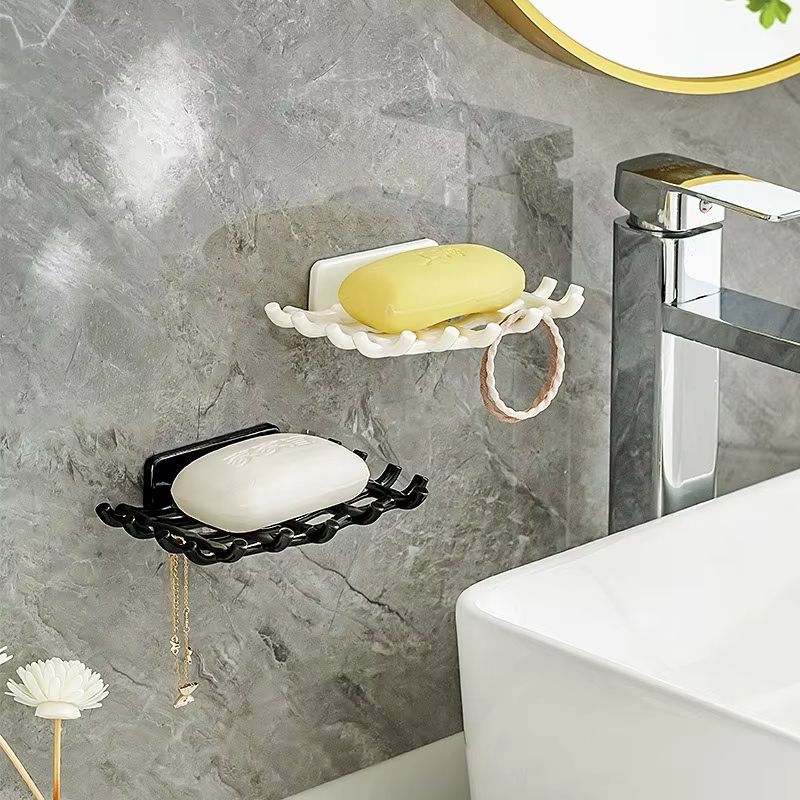 Soap Box Wall Mounted Drainage Shelf For Home Use No Punching High-end Bathroom New Soap Dish Rack Hooks For High-end Bathrooms