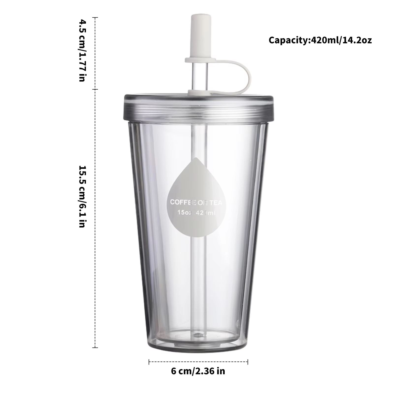 Double Layer Straw Milk Tea Cup With Lid, Portable Water Cup, Fruit Tea Cup, Small Creative Plastic Cup For Summer, Water Bottle