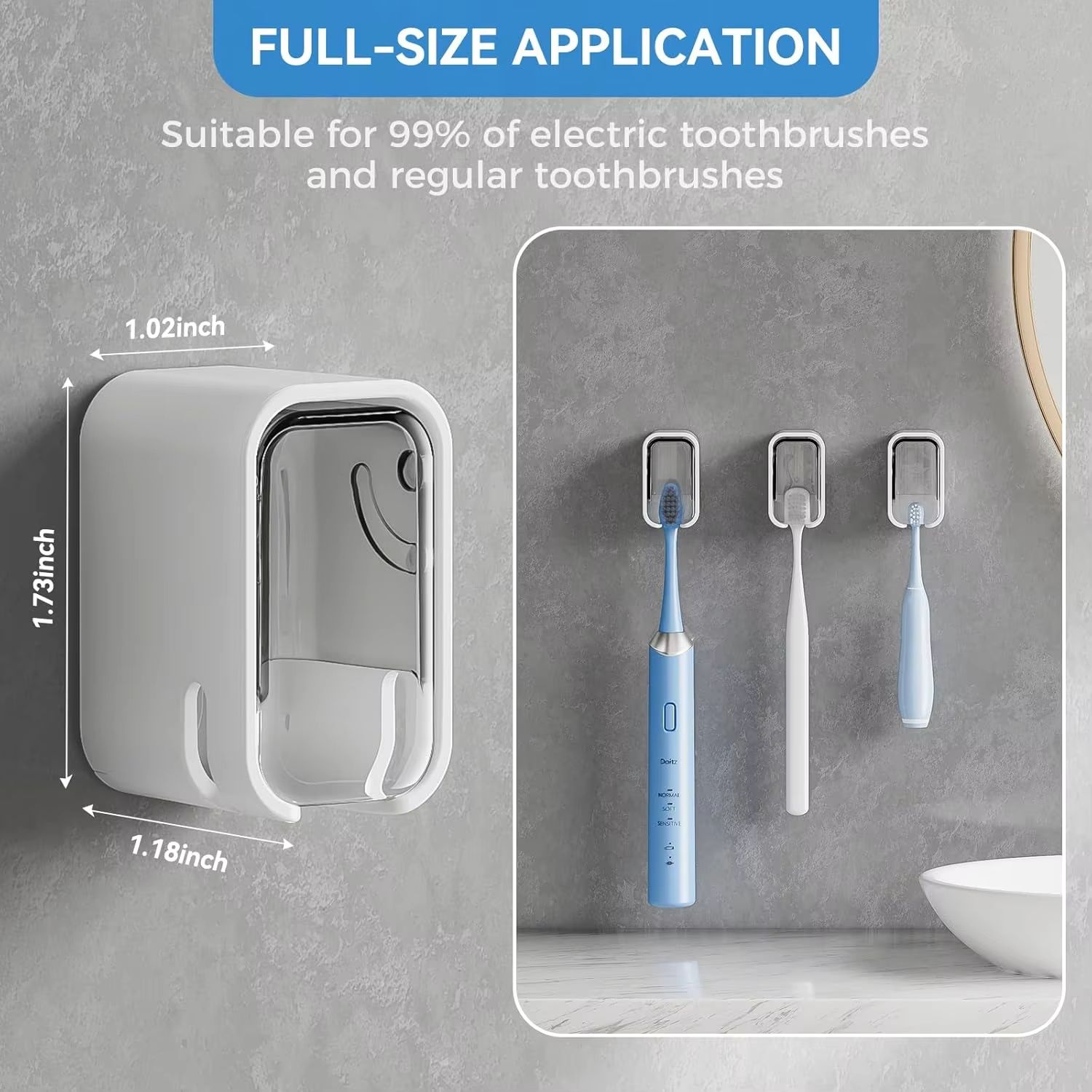 Toothbrush Holder Wall Mounted Electric Toothbrush Storage Rack Dustproof Flip-top Tooth Brush Rack Toothbrush Storage Box