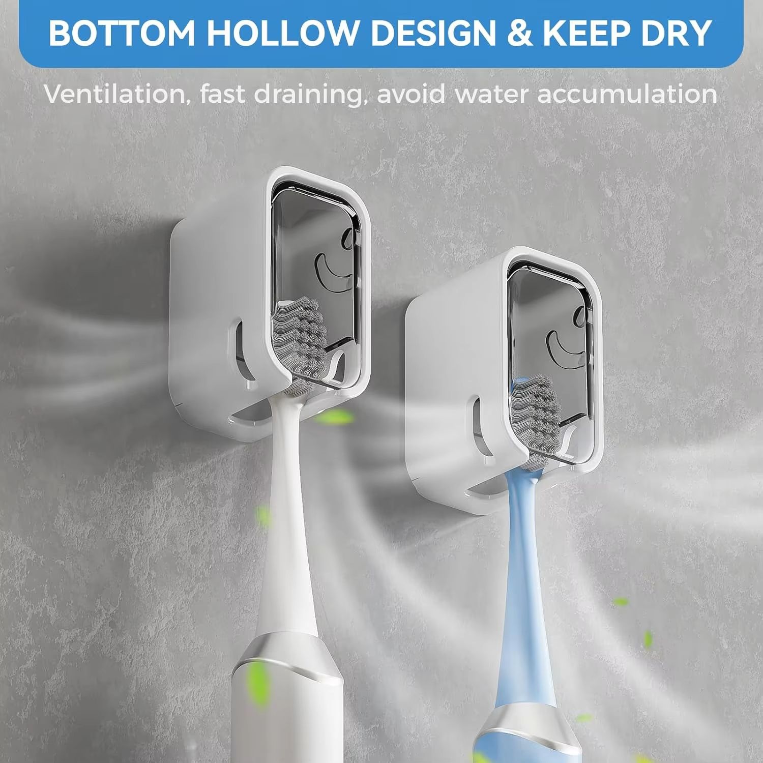 Toothbrush Holder Wall Mounted Electric Toothbrush Storage Rack Dustproof Flip-top Tooth Brush Rack Toothbrush Storage Box