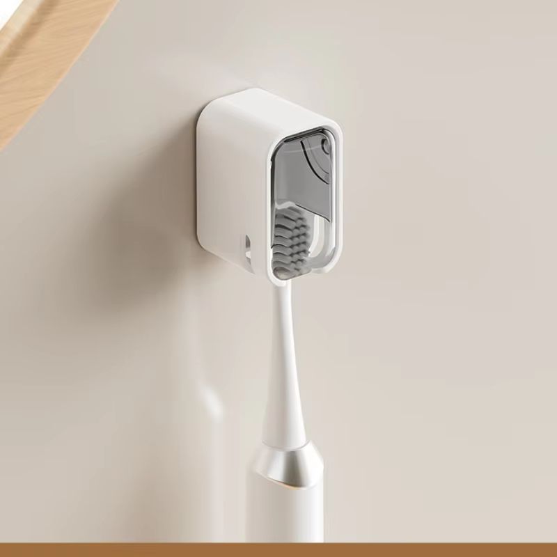 Toothbrush Holder Wall Mounted Electric Toothbrush Storage Rack Dustproof Flip-top Tooth Brush Rack Toothbrush Storage Box