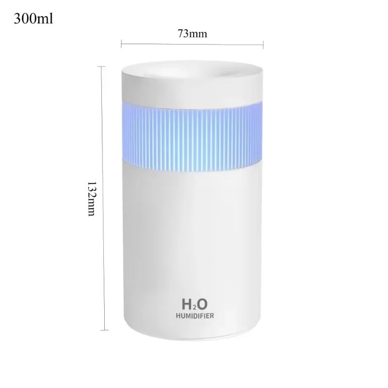 Mini 300ml Portable Air Humidifier USB Desktop Indoor Mute Air Atomization Humidifier Mist Maker Lights for Car Home Bedroom