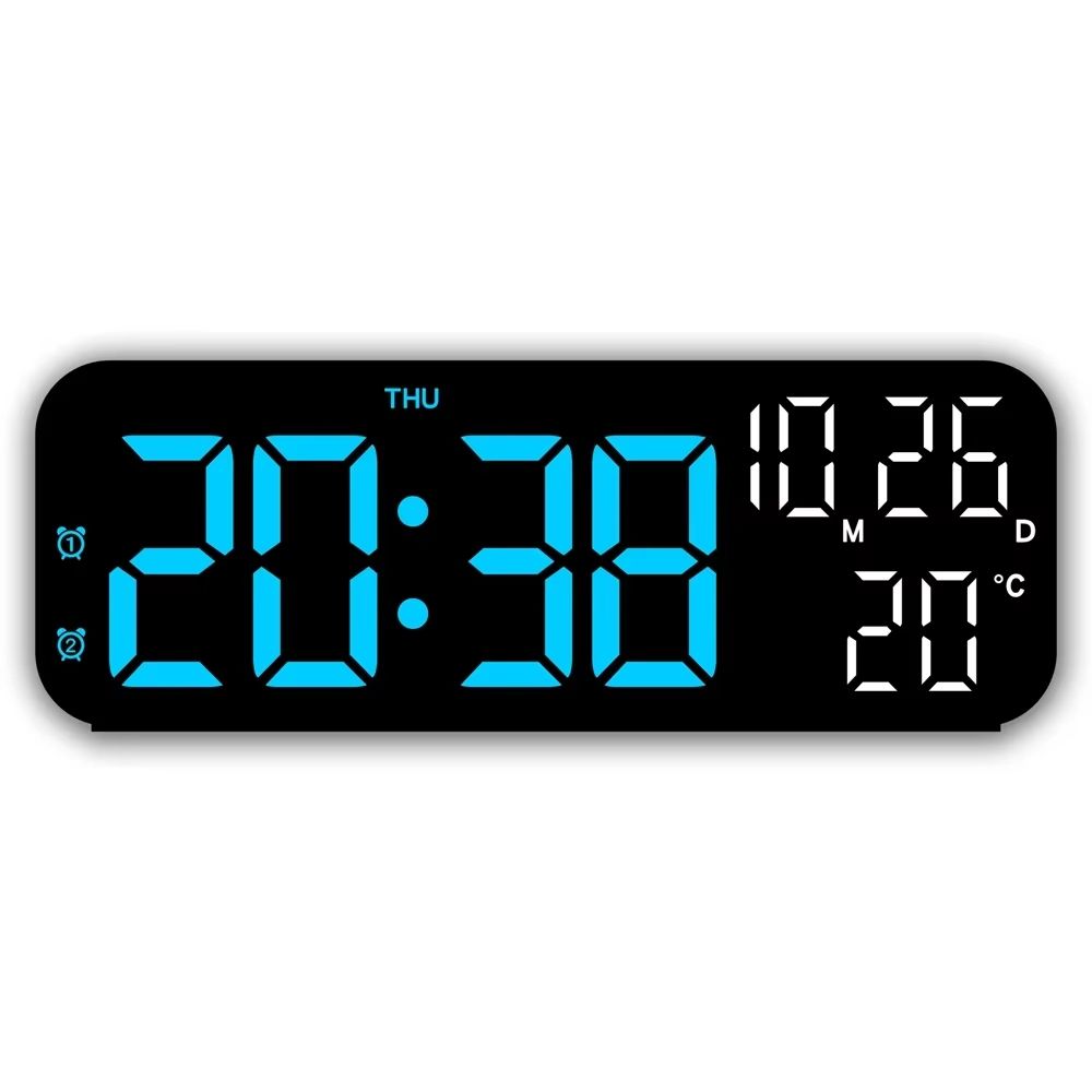 Digital Alarm Clock Temperature and Date Week Display Night Mode Table Clock Voice Control 12/24H Electronic LED Alarm Clocks