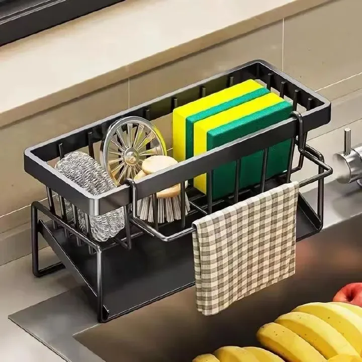 Small Kitchen Rag Shelf No Hole Installation Kitchen Storage Shelf Detergent Storage Drainage Rack Household Spice Rack