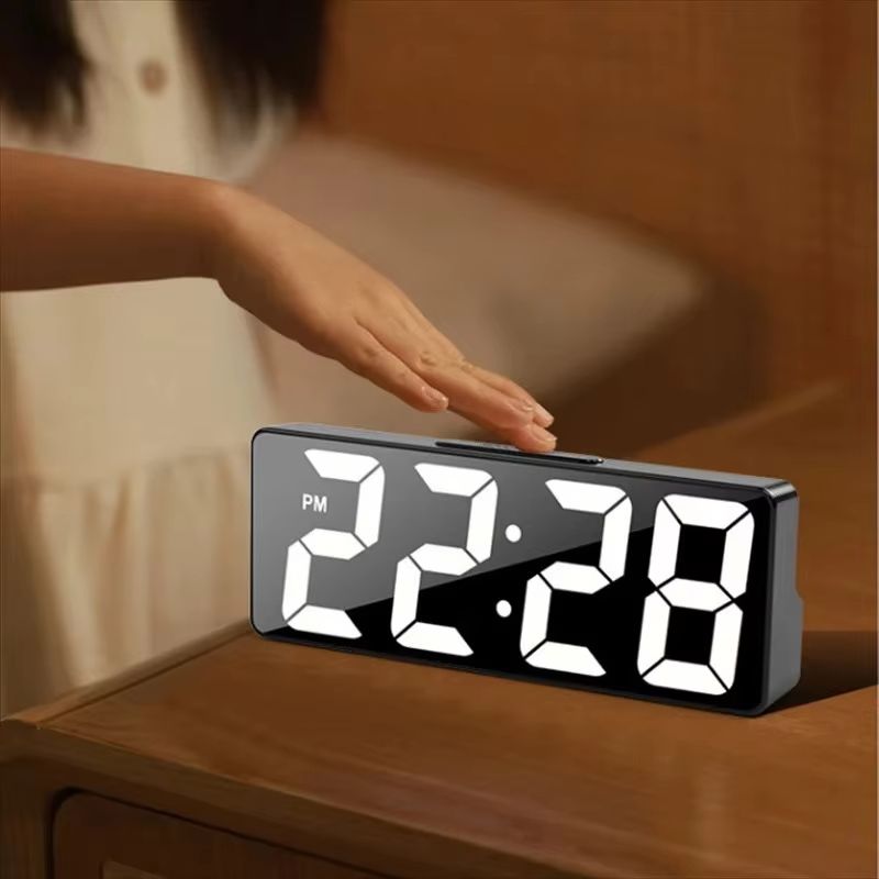 Luminous mirror clock ins desktop clock schedule display desktop ornament LED digital display electronic alarm clock