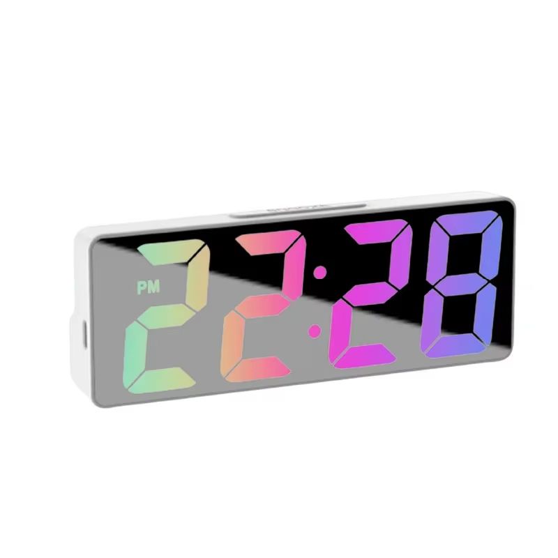 Luminous mirror clock ins desktop clock schedule display desktop ornament LED digital display electronic alarm clock