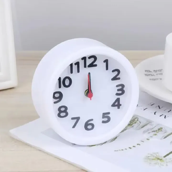 Round Alarm Clock Charging Kids Small Ring Bell Wall Mountable Plastic Luminous Hands Morning Call Home Bedroom