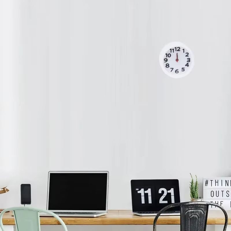 Round Alarm Clock Charging Kids Small Ring Bell Wall Mountable Plastic Luminous Hands Morning Call Home Bedroom