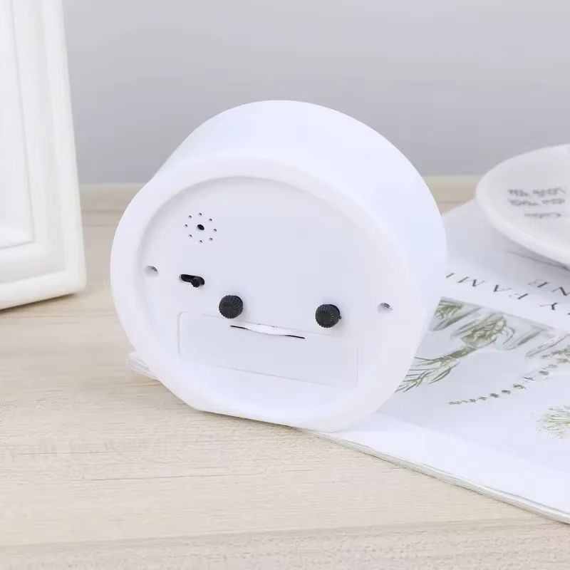 Round Alarm Clock Charging Kids Small Ring Bell Wall Mountable Plastic Luminous Hands Morning Call Home Bedroom