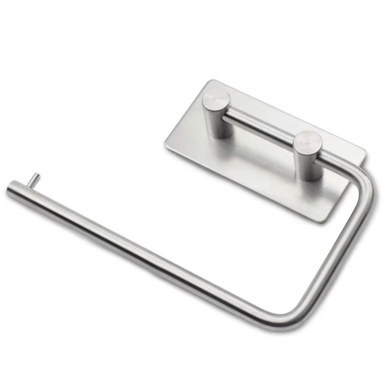 Punch-free Stainless Steel Silver Paper Towel Holder Movable Square Towel Bathroom Pendant Bathroom Toilet Paper Holder