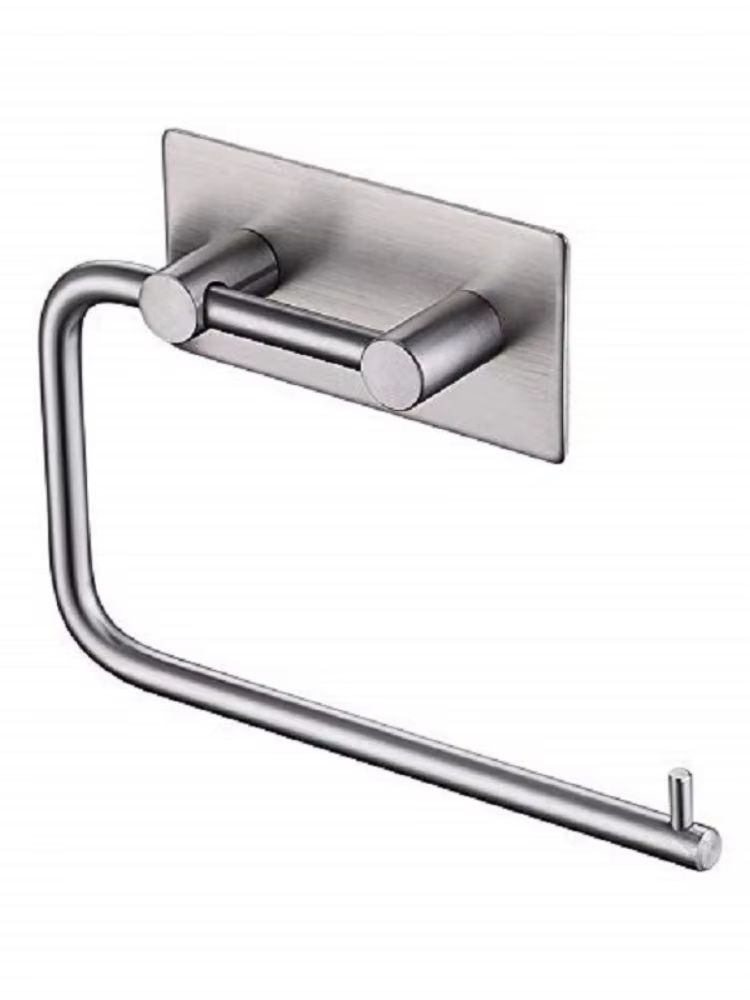 Punch-free Stainless Steel Silver Paper Towel Holder Movable Square Towel Bathroom Pendant Bathroom Toilet Paper Holder