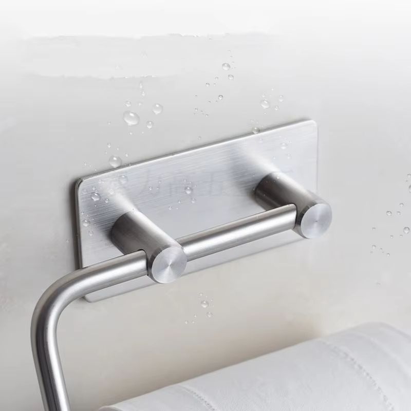 Punch-free Stainless Steel Silver Paper Towel Holder Movable Square Towel Bathroom Pendant Bathroom Toilet Paper Holder