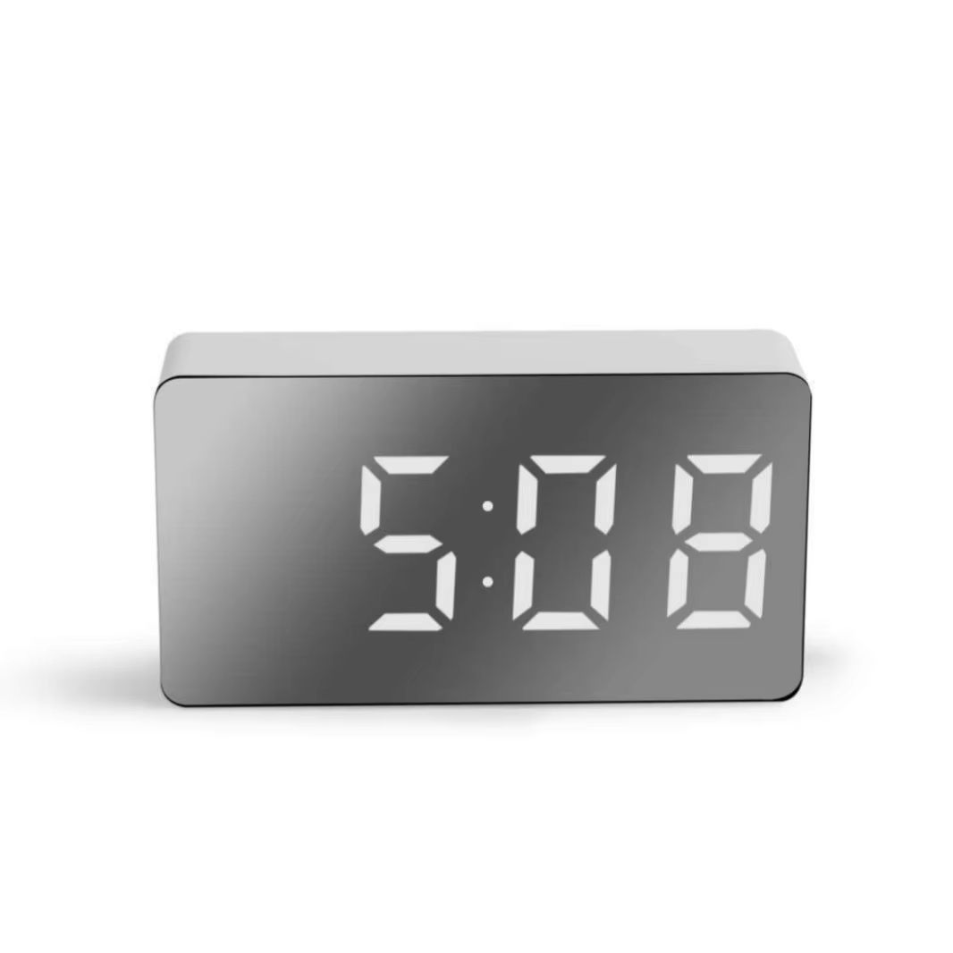 LED digital mirror alarm 12/24 hours digital date display night mode snooze function mirror alarm clock desktop decoration