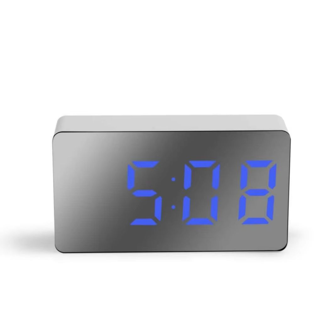LED digital mirror alarm 12/24 hours digital date display night mode snooze function mirror alarm clock desktop decoration