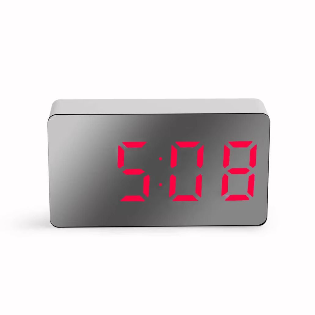 LED digital mirror alarm 12/24 hours digital date display night mode snooze function mirror alarm clock desktop decoration