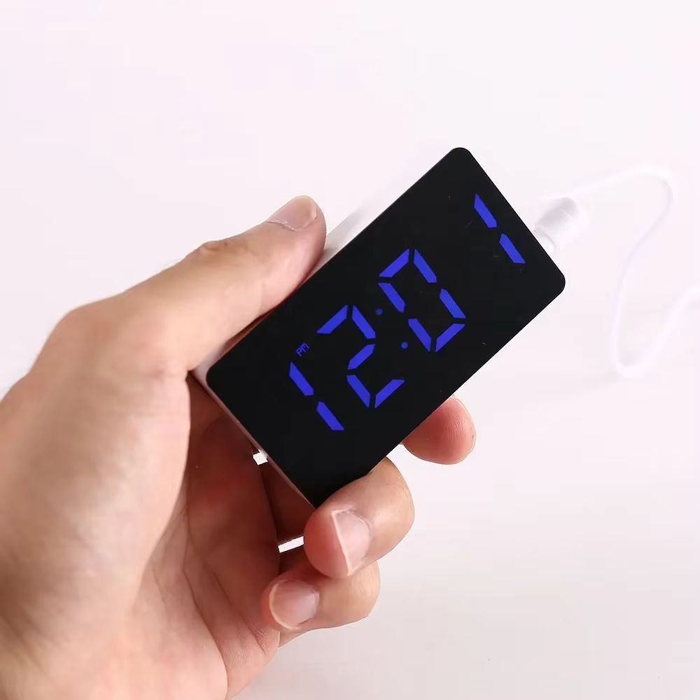 LED digital mirror alarm 12/24 hours digital date display night mode snooze function mirror alarm clock desktop decoration