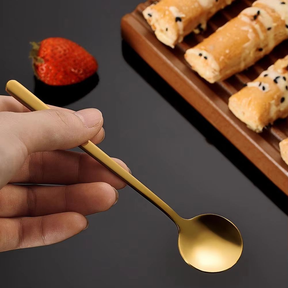 Gold Stainless Steel Spoon For Coffee Set Teaspoon Cute Ice Cream Dessert Cake Spoon Kitchen Accessories Tableware