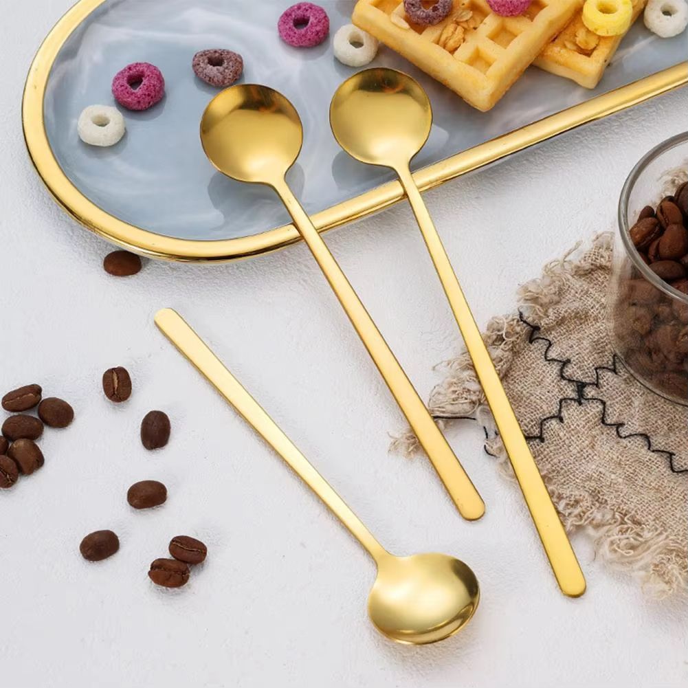 Gold Stainless Steel Spoon For Coffee Set Teaspoon Cute Ice Cream Dessert Cake Spoon Kitchen Accessories Tableware