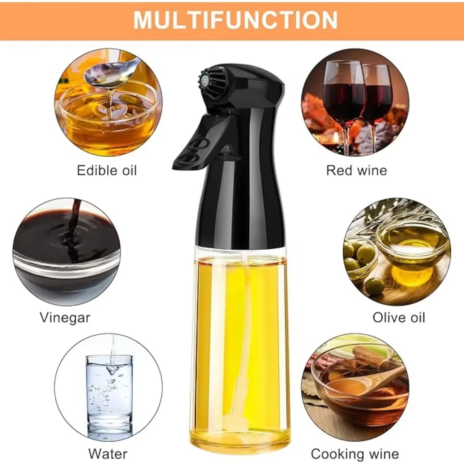 200ml Oil Spray Bottle Kitchen Cooking Olive Oil Dispenser Camping BBQ Baking Vinegar Soy Sauce Sprayer Containers Kitchen Tool