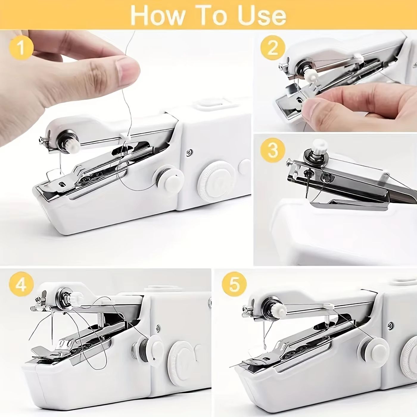 1pc Mini Portable Handheld Sewing Machine, Quick Stitch Tool for Fabric, Cloth, Clothing