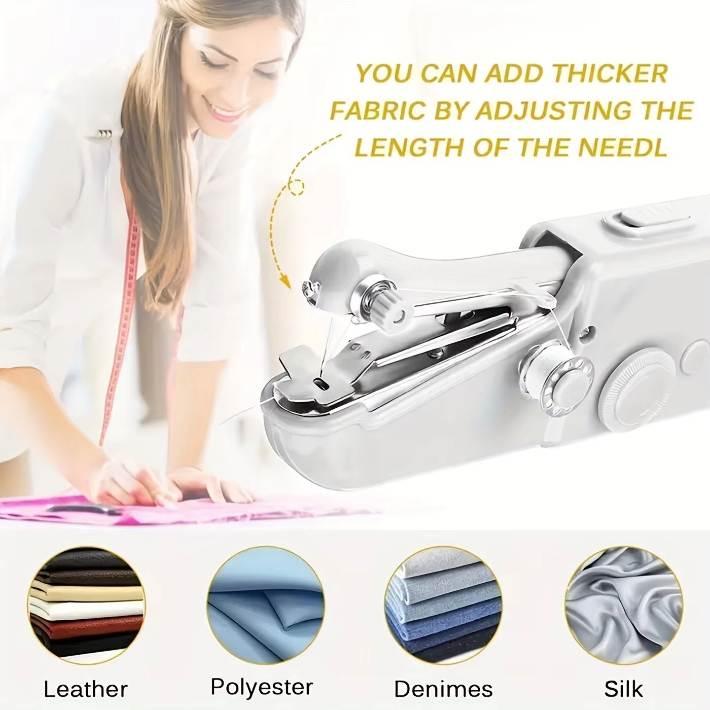 1pc Mini Portable Handheld Sewing Machine, Quick Stitch Tool for Fabric, Cloth, Clothing
