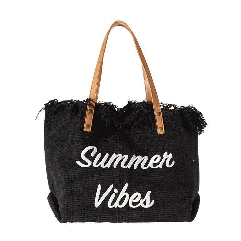 Large Capacity Ladies Canvas Tote bag Summer Vibes Beach Women Laptop Handbag travel vacation bag