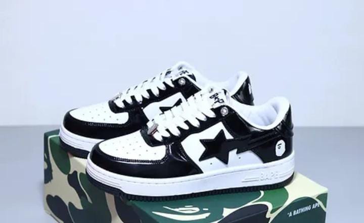 Cool Bapesta Airforce 1 Black/White Unisex women and Men's Women's Shoes Sneakers