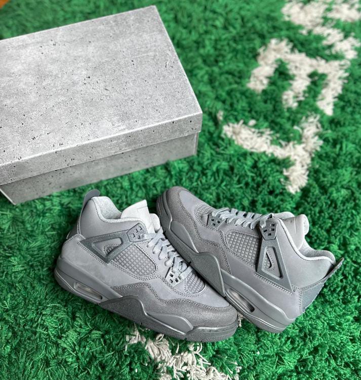 Original Air Jordan 4 WET CEMENT Sneakers; Best Quality Authentic Unisex Breathable Shoes J4 Sneakers