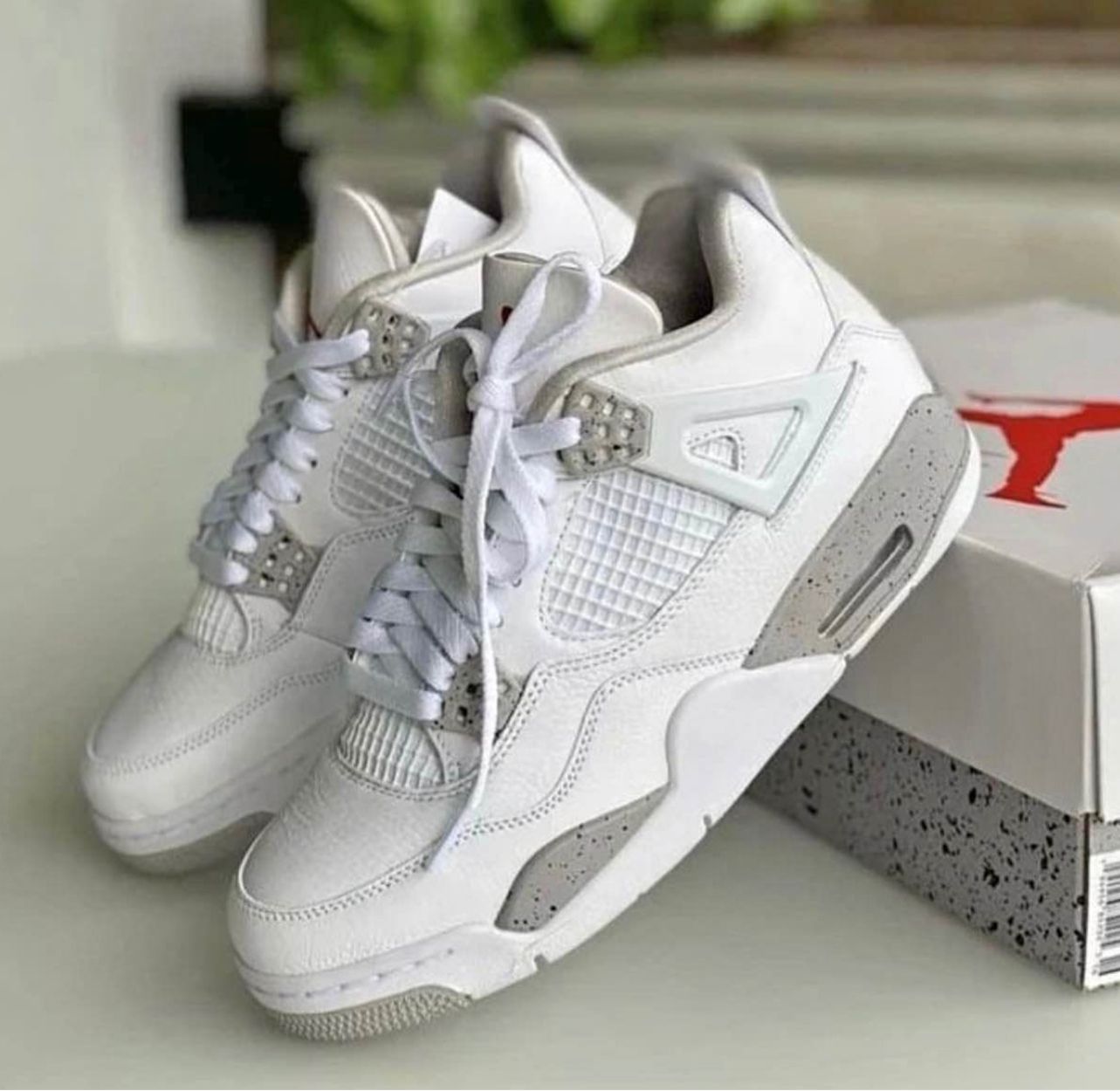 New Arrival Air Jordan 4 Retro ''Oreo Panda'' Sneakers; Best Quality Breathable Women's Shoes/ Men's Shoes J4 White Thunder Sneakers