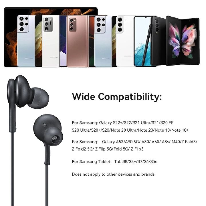 Type-C Wired Earphones with Mic | AKG Style | For Samsung Galaxy S22 S21 S20 Note 20 | Clear Sound | Hands-Free Calls