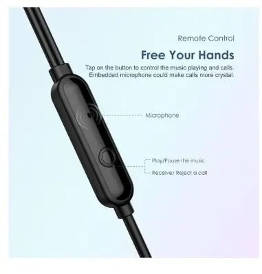 Oraimo Wired Earphones Wired Headphones 3.5mm Hands Free Earphones with Mic For Smart Phones.