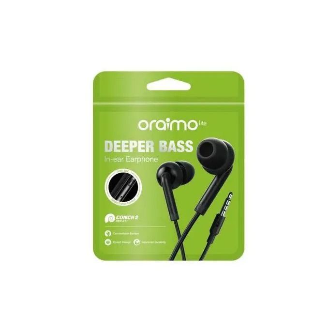 Oraimo Wired Earphones Wired Headphones 3.5mm Hands Free Earphones with Mic For Smart Phones.