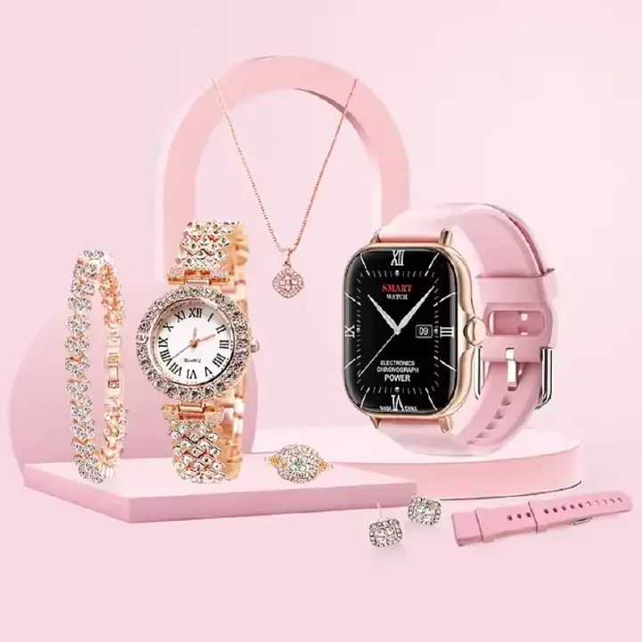 NEW Arrival A58 A58 Plus Smartwatch Gift Set, A Stylish And Affordable Combo Package . Plus Smart Watch Suit 8 In1Smart Watch Set for Women Fitness Tracker Ladies Christmas/Birthday Gift Box.RANDOM