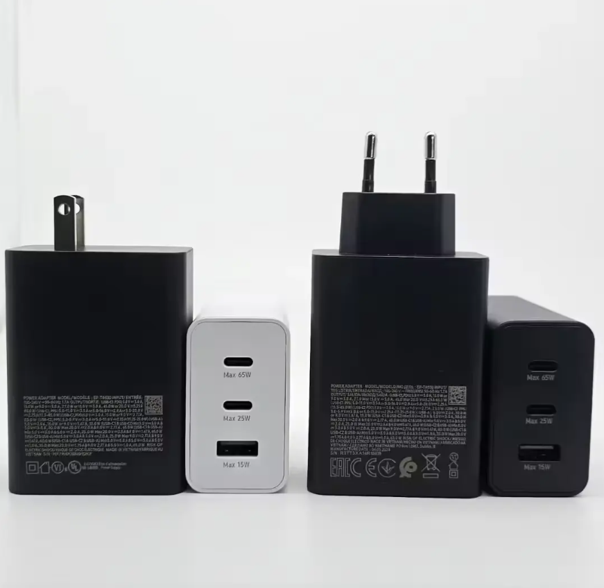 Samsung 65w Power Adapter Trio Super Fast Charger with 65w, 25w, 15w with Type-C To Type-C CableWall Plug USB Charger Type C Travel Charger Cable